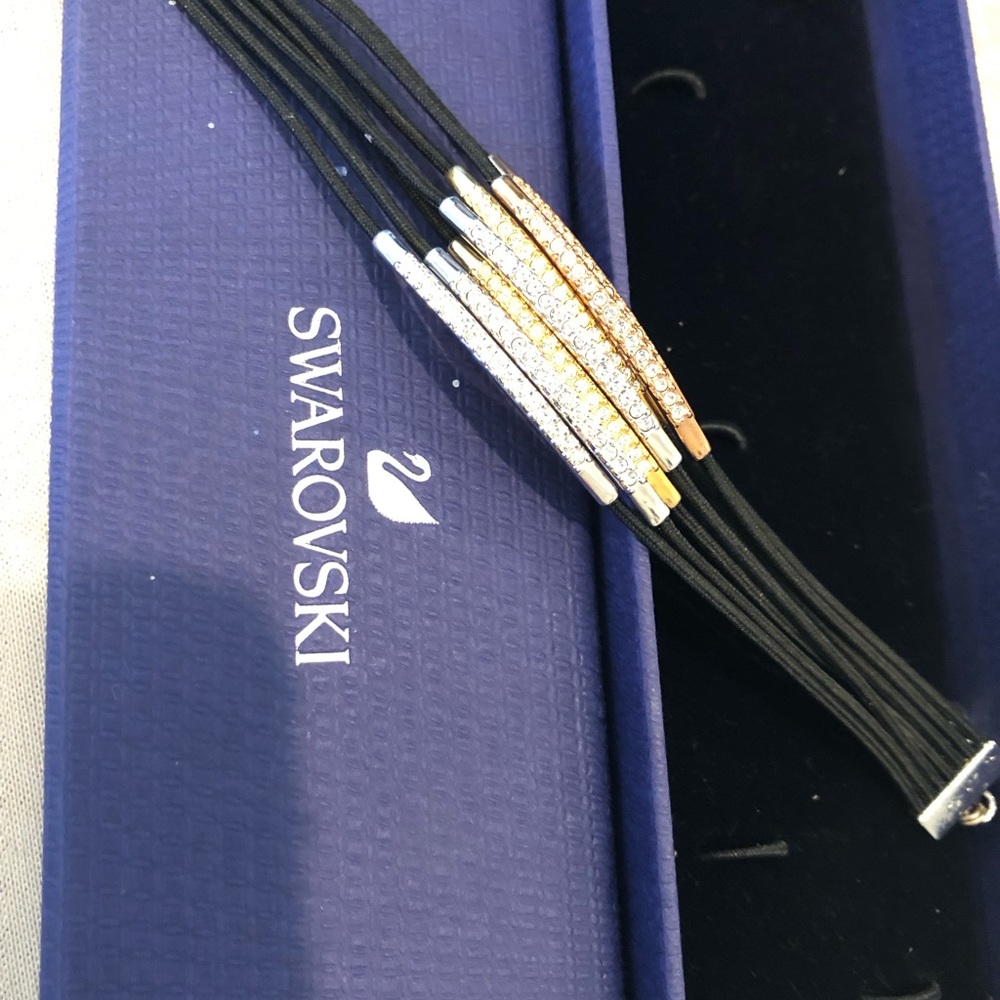 Signed Swarovski Vi Corded Bracelet 7 Strand Tri Color Looks Unworn 6 -8…